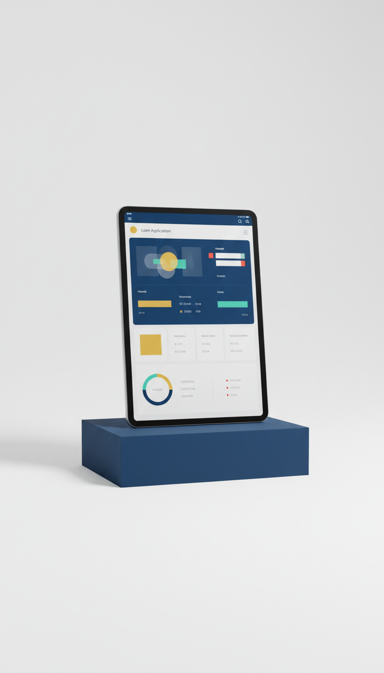 Digital loan application interface on tablet